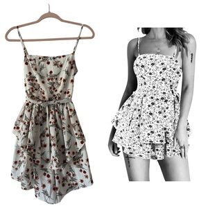 Exlura Floral Tiered Ruffle Smocked Shorts Romper